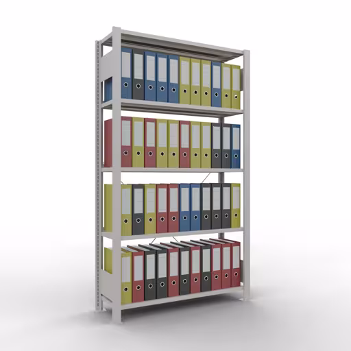 Abbildung Nr 17 des Artikels Grundregal, Büro-Fachbodenregal Stecksystem MULTIplus85, 1800 x 1000 x 300 mm (HxBxT), 5 Fachböden, Kreuzstrebe, mit Anschlagleiste, lichtgrau aus der Produktgruppe Büroregale von der Marke Schulte Lagertechnik