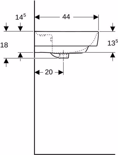 Waschtisch Renova Plan mit Hahnloch, mit Überlauf 550 x 440 mm weiß GEBERIT