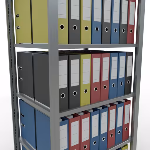 Abbildung Nr 13 des Artikels Grundregal, Büro-Fachbodenregal Stecksystem MULTIplus150, 2000 x 750 x 600 mm (HxBxT), 6 Fachböden, Längenriegel, verzinkt, ohne Mittelanschlag aus der Produktgruppe Büroregale von der Marke Schulte Lagertechnik