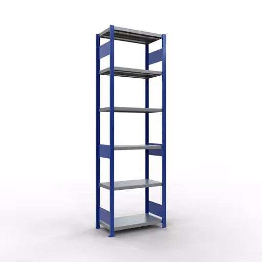 Grundregal, Fachbodenregal Stecksystem MULTIplus250, 2500 x 750 x 400 mm (HxBxT), 6 Fachböden, Längenriegel, RAL 5010 enzianblau/verzinkt/verzinkt von der Marke Schulte Lagertechnik Grundregal, Fachbodenregal Stecksystem MULTIplus250, 2500 x 750 x 400 mm (HxBxT), 6 Fachböden, Längenriegel, RAL 5010 enzianblau/verzinkt/verzinkt aus der Kategorie Grundregal mit der Artikelnummer 12941-75-LR-B