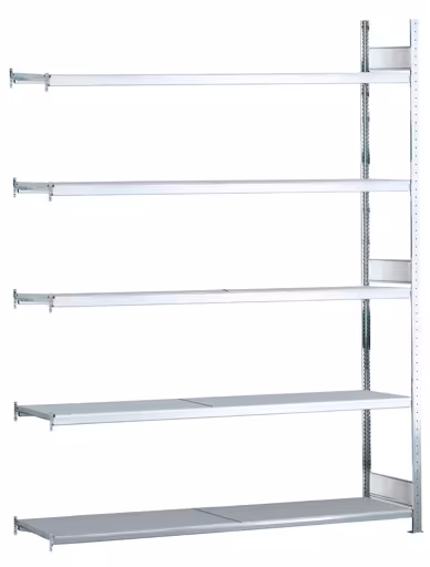 Anbauregal, Weitspannregal WS 2000 mit Stahlböden, 3000 x 1500 x 800 mm (HxBxT), verzinkt, 5 Ebenen, Fachlast 400 kg, Feldlast 2.000 kg von der Marke Schulte Lagertechnik Anbauregal, Weitspannregal WS 2000 mit Stahlböden, 3000 x 1500 x 800 mm (HxBxT), verzinkt, 5 Ebenen, Fachlast 400 kg, Feldlast 2.000 kg aus der Kategorie WS2000 für Fachlasten bis 400kg mit der Artikelnummer 15717