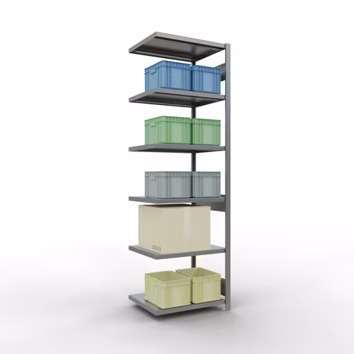 Anbauregal, Fachbodenregal Stecksystem MULTIplus250, 2500 x 750 x 600 mm (HxBxT), 6 Fachböden, Längenriegel, verzinkt aus der Kategorie Anbauregal mit der GTIN 4004514283832 Anbauregal, Fachbodenregal Stecksystem MULTIplus250, 2500 x 750 x 600 mm (HxBxT), 6 Fachböden, Längenriegel, verzinkt von der Marke Schulte Lagertechnik aus der Produktreihe Stecksystem