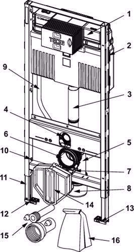 WC-Modul TECEprofil Bauhöhe 1200 mm, mit Uni-Spülkasten