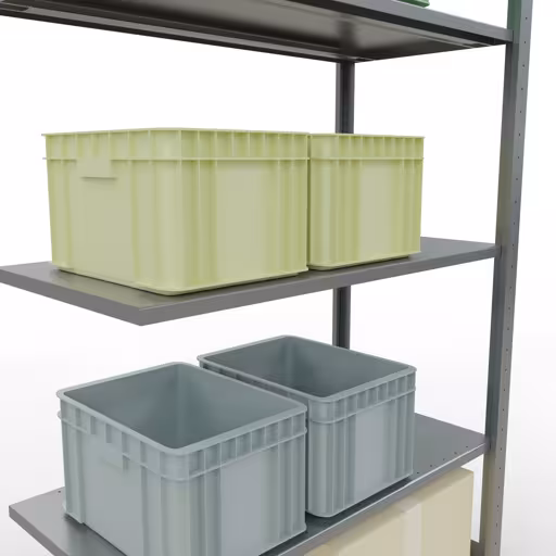 Anbauregal, Fachbodenregal Stecksystem MULTIplus150, 2000 x 1000 x 500 mm (HxBxT), 5 Fachböden, Längenriegel, verzinkt von der Marke Schulte Lagertechnik aus der Produktreihe Stecksystem