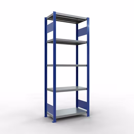 Grundregal, Fachbodenregal Stecksystem MULTIplus250, 2000 x 750 x 400 mm (HxBxT), 5 Fachböden, Längenriegel, RAL 5010 enzianblau/verzinkt/verzinkt von der Marke Schulte Lagertechnik Grundregal, Fachbodenregal Stecksystem MULTIplus250, 2000 x 750 x 400 mm (HxBxT), 5 Fachböden, Längenriegel, RAL 5010 enzianblau/verzinkt/verzinkt aus der Kategorie Grundregal mit der Artikelnummer 12940-75-LR-B