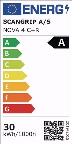 Energielabel 3991598 Akku-Arbeitsleuchte NOVA 4C+R 30 W 400-4000 lm SCANGRIP