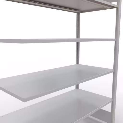 Abbildung Nr 8 des Artikels Anbauregal, Büro-Fachbodenregal Stecksystem MULTIplus150, 2000 x 1300 x 600 mm (HxBxT), 6 Fachböden, Längenriegel, ohne Mittelanschlag, lichtgrau aus der Produktgruppe Büroregale von der Marke Schulte Lagertechnik