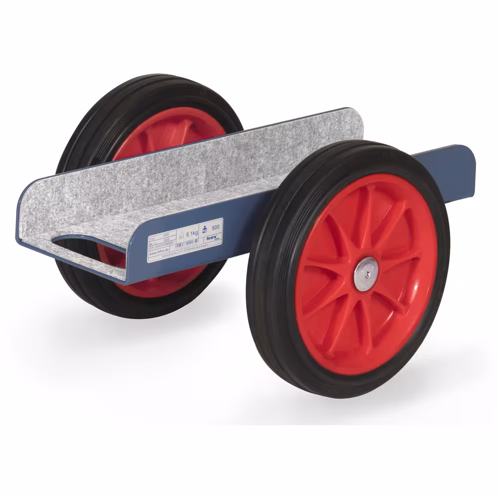Plattenroller 4165 - Vollgummiräder Ø260 mm aus der Kategorie Plattentransport mit der GTIN 4017976041650 Plattenroller 150 mm pulverbeschichtet blau RAL 5007, Innenflächen mit Filzbelag von der Marke Fetra aus der Kategorie Plattentransport