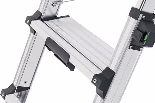 Stufenstehleiter DTL100 2 x 4 - 2 x 6 Stufen Aluminium eloxiert Gesamthöhe 981-1430 mm teleskopierbar HAILO