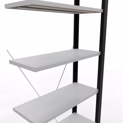 Abbildung Nr 12 des Artikels Anbauregal, Büro-Fachbodenregal Stecksystem MULTIplus85, 2300 x 750 x 300 mm (HxBxT), 7 Fachböden, Kreuzstrebe, ohne Anschlagleiste, schwarz/lichtgrau aus der Produktgruppe Büroregale von der Marke Schulte Lagertechnik