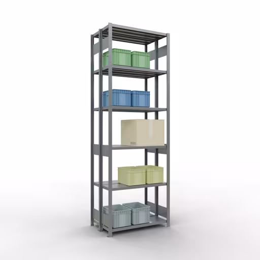 Zusatzbild des Artikels Grundregal, Doppelregal, Fachbodenregal Stecksystem MULTIplus250, 3000 x 1000 x (2x300) mm (HxBxT), 2x7 Fachböden, Längenriegel, verzinkt Zusatzbild des Artikels Grundregal, Doppelregal, Fachbodenregal Stecksystem MULTIplus250, 3000 x 1000 x (2x300) mm (HxBxT), 2x7 Fachböden, Längenriegel, verzinkt aus Doppelregale