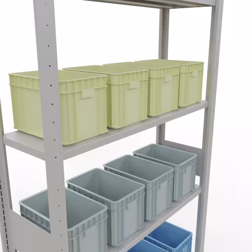 Grundregal, Fachbodenregal Stecksystem MULTIplus150, 3000 x 1000 x 300 mm (HxBxT), 7 Fachböden, Längenriegel, RAL 7035 lichtgrau von der Marke Schulte Lagertechnik aus der Produktreihe Stecksystem