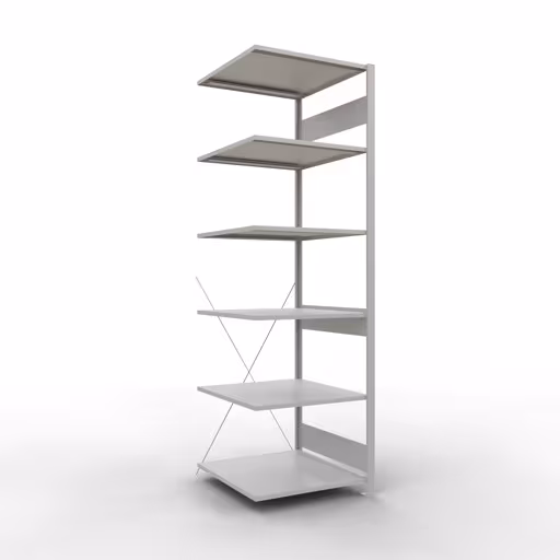 Anbauregal, Fachbodenregal Stecksystem MULTIplus150, 2500 x 750 x 800 mm (HxBxT), 6 Fachböden, Kreuzstrebe, RAL 7035 lichtgrau von der Marke Schulte Lagertechnik Anbauregal, Fachbodenregal Stecksystem MULTIplus150, 2500 x 750 x 800 mm (HxBxT), 6 Fachböden, Kreuzstrebe, RAL 7035 lichtgrau aus der Kategorie Anbauregal mit der Artikelnummer 32686-75