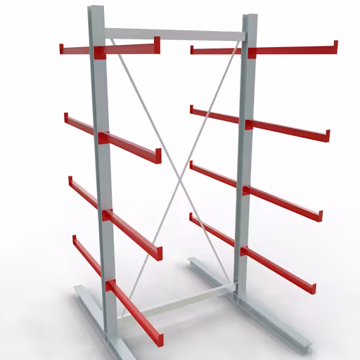 K 6000 Komplettregal, doppelseitig, 3000 x 1500 x 2x 1000 mm, RAL 7001 / RAL 3000, 5 Lagerebenen aus der Kategorie K6000 für schwere Güter mit der Artikelnummer 28716