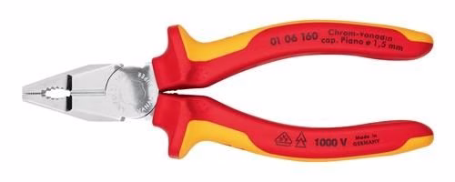 Detailbild 4028856 Kombizange Länge 160mm verchromt Mehrkomponenten-Hüllen VDE KNIPEX