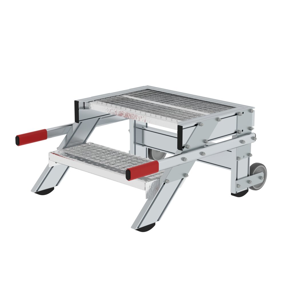 Munk Arbeitspodest fahrbar, Stufenbreite 800 mm, Stahl-Gitterrost aus der Kategorie Podesttreppen mit der Artikelnr. 050430