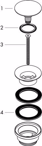 Technische Zeichnung 4059013 Ablaufventil hansgrohe chrom für Waschtisch- und Bidetmischer Push-Open HANSGROHE