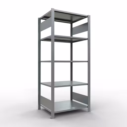 Grundregal, Büro-Fachbodenregal Stecksystem MULTIplus150, 1800 x 750 x 600 mm (HxBxT), 5 Fachböden, Längenriegel, verzinkt, ohne Mittelanschlag aus der Kategorie Stecksystem mit der Artikelnummer 17754