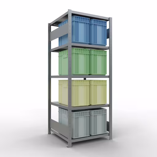 Produktbild Nr 15 des Artikels Grundregal, Fachbodenregal Stecksystem MULTIplus250, 2000 x 750 x 800 mm (HxBxT), 5 Fachböden, Längenriegel, verzinkt Abbildung Nr 15 des Artikels Grundregal, Fachbodenregal Stecksystem MULTIplus250, 2000 x 750 x 800 mm (HxBxT), 5 Fachböden, Längenriegel, verzinkt aus der Produktgruppe Stecksystem von der Marke Schulte Lagertechnik