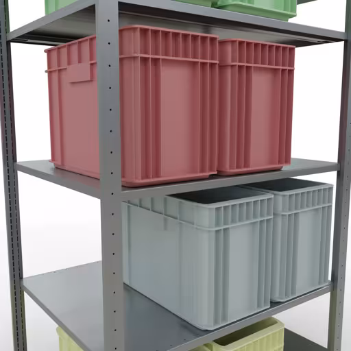 Grundregal, Fachbodenregal Stecksystem MULTIplus150, 2000 x 1000 x 800 mm (HxBxT), 5 Fachböden, Längenriegel, verzinkt mit der GTIN 4004514281296 Grundregal, Fachbodenregal Stecksystem MULTIplus150, 2000 x 1000 x 800 mm (HxBxT), 5 Fachböden, Längenriegel, verzinkt von Schulte Lagertechnik mit der Artikelnr. 12780-LR