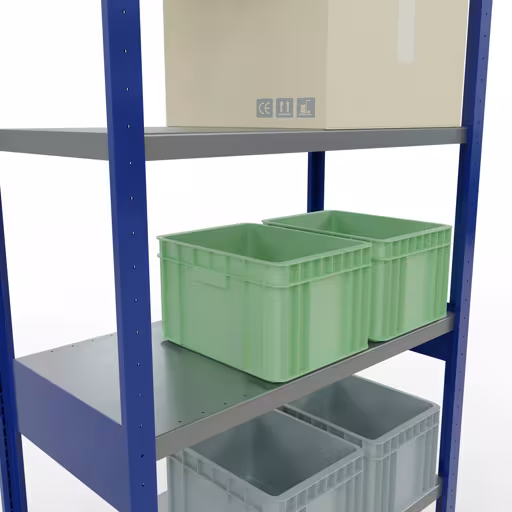 Abbildung Nr 14 des Artikels Grundregal, Fachbodenregal Stecksystem MULTIplus250, 2500 x 1000 x 500 mm (HxBxT), 6 Fachböden, Längenriegel, RAL 5010 enzianblau/verzinkt aus der Produktgruppe Stecksystem von der Marke Schulte Lagertechnik
