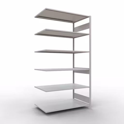 Anbauregal, Fachbodenregal Stecksystem MULTIplus150, 2500 x 1300 x 800 mm (HxBxT), 6 Fachböden, Längenriegel, RAL 7035 lichtgrau aus der Kategorie Anbauregal mit der Artikelnummer 32686-130-LR