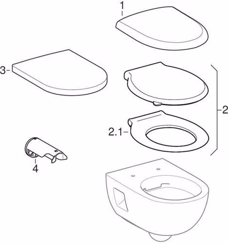 Technische Zeichnung 4079968 Geberit Renova Wand-WC Tiefspüler teilgeschlossene Form, Rimfree, weiß