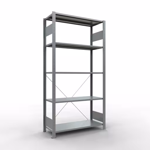 Grundregal, Fachbodenregal Stecksystem MULTIplus150, 2000 x 1000 x 400 mm (HxBxT), 5 Fachböden, Kreuzstrebe, verzinkt - Expressline von der Marke Schulte Lagertechnik Grundregal, Fachbodenregal Stecksystem MULTIplus150, 2000 x 1000 x 400 mm (HxBxT), 5 Fachböden, Kreuzstrebe, verzinkt - Expressline aus der Kategorie Grundregal mit der Artikelnummer 12740-K