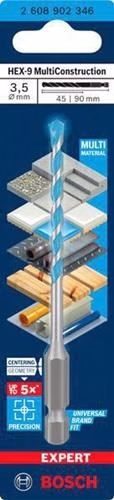 Steinbohrer Expert MultiConstruction HEX-9 D3,50mm Arbeitslänge 45mm Gesamt-Länge 90mm