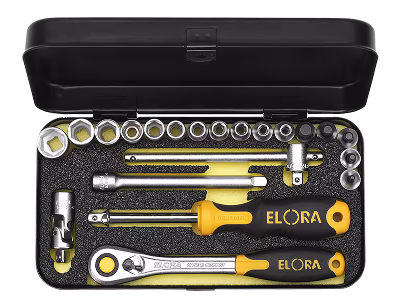 Steckschlüssel-Satz 1/4", 20-teilig 3/16-1/2 AF und IN-1/8-5/16 AF 1400-IAU von ELORA Steckschlüssel-Satz 1/4", ELORA-1400-I aus der Kategorie Steckschlüssel-Sortiment 1/4" mit der Artikelnr. 1400619232000