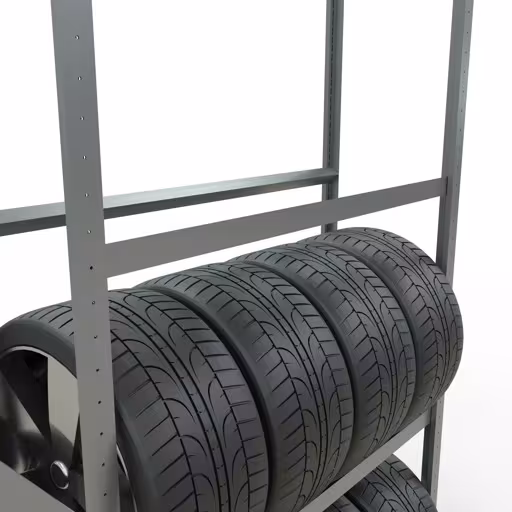 Produktbild Nr 14 des Artikels Grundregal, Räder-/Reifenregal, 2750 x 1200 x 400 mm (HxBxT), verzinkt, 4 Lagerebenen á 150 kg Fachlast pro Ebene Abbildung Nr 14 des Artikels Grundregal, Räder-/Reifenregal, 2750 x 1200 x 400 mm (HxBxT), verzinkt, 4 Lagerebenen á 150 kg Fachlast pro Ebene aus der Produktgruppe Fachbodenregale von der Marke Schulte Lagertechnik