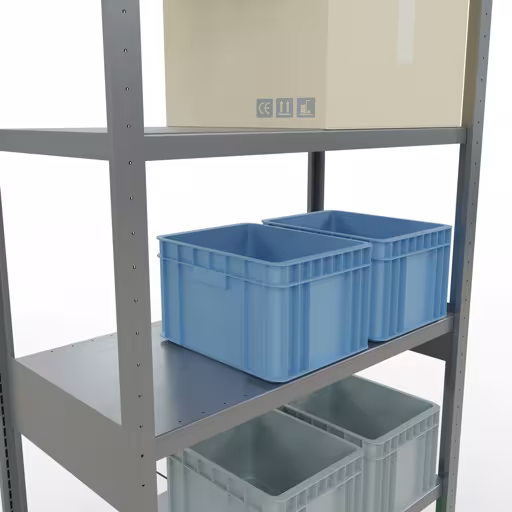 Produktbild Nr.15 des Artikels Grundregal, Fachbodenregal Stecksystem MULTIplus250, 2500 x 1000 x 500 mm (HxBxT), 6 Fachböden, Kreuzstrebe, verzinkt aus der Produktreihe Stecksystem von der Marke Schulte Lagertechnik