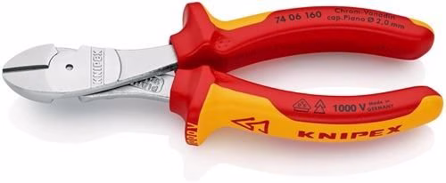 Tronchesi laterali per impieghi gravosi, lunghezza 160 mm, forma VDE 0, manici multicomponente, KNIPEX di Knipex Tronchesi laterali per impieghi gravosi KNIPEX, tipo 0, con isolamento VDE, della categoria tronchesi laterali, codice articolo 4000810165
