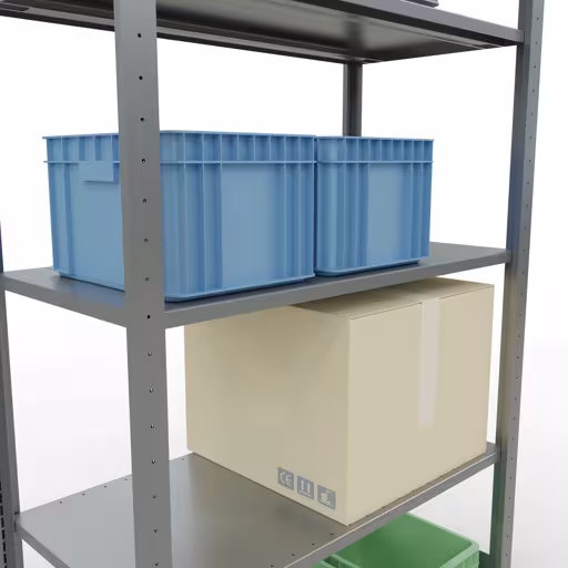 Zusatzbild des Artikels Grundregal, Fachbodenregal Stecksystem MULTIplus85, 2000 x 1000 x 500 mm (HxBxT), 5 Fachböden, Längenriegel, verzinkt aus Grundregal
