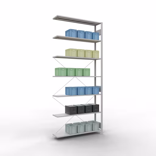 Andere Ansicht des Artikels Stecksystem Anbauregal 3000x1300x300 mm, Typ 150 kg, lichtgrau Andere Ansicht des Artikels Stecksystem Anbauregal 3000x1300x300 mm, Typ 150 kg, lichtgrau aus der Kategorie Stecksystem