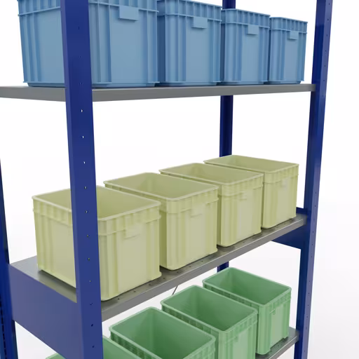 Produktbild Nr 16 des Artikels Grundregal, Fachbodenregal Stecksystem MULTIplus85, 2500 x 1000 x 400 mm (HxBxT), 6 Fachböden, Kreuzstrebe, RAL 5010 enzianblau Abbildung Nr 16 des Artikels Grundregal, Fachbodenregal Stecksystem MULTIplus85, 2500 x 1000 x 400 mm (HxBxT), 6 Fachböden, Kreuzstrebe, RAL 5010 enzianblau aus der Produktgruppe Stecksystem von der Marke Schulte Lagertechnik