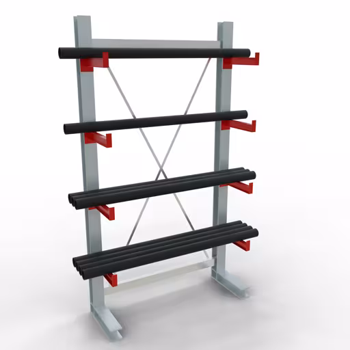 K 3000 Komplettregal, einseitig, 2500 x 1300 x 400 mm, RAL 7001 / RAL 3000, 5 Lagerebenen von der Marke Schulte Lagertechnik aus der Produktreihe Kragarmregale