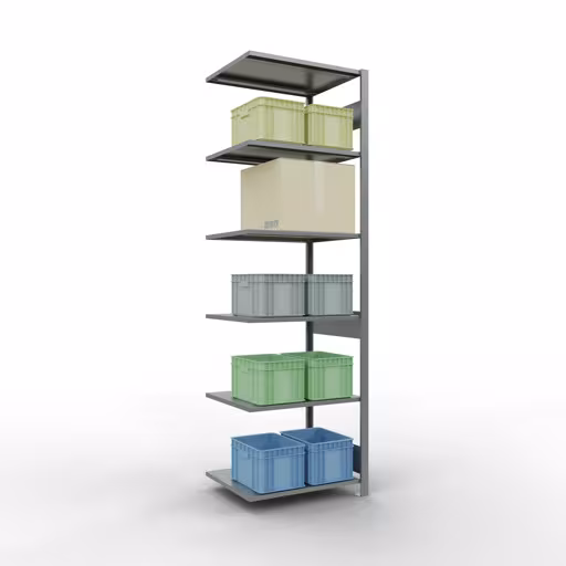 Anbauregal, Fachbodenregal Stecksystem MULTIplus150, 2500 x 750 x 600 mm (HxBxT), 6 Fachböden, Längenriegel, verzinkt aus der Kategorie Anbauregal mit der GTIN 4004514254689 Anbauregal, Fachbodenregal Stecksystem MULTIplus150, 2500 x 750 x 600 mm (HxBxT), 6 Fachböden, Längenriegel, verzinkt von der Marke Schulte Lagertechnik aus der Produktreihe Stecksystem