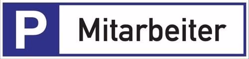 Parkplatzbeschilderung Parkplatz für Mitarbeiter L460xB110mm Alu weiß/blau/schwarz aus der Kategorie Beschilderung, Schilder und Hinweiszeichen mit der Teilenummer 3000277688