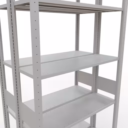 Grundregal, Doppelregal, Fachbodenregal Stecksystem MULTIplus150, 3000 x 1000 x (2x300) mm (HxBxT), 2x7 Fachböden, Längenriegel, RAL 7035 lichtgrau von Schulte Lagertechnik aus der Kategorie Fachbodenregale