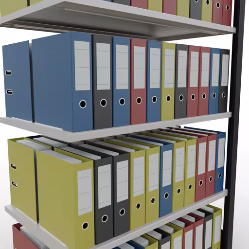 Abbildung Nr 10 des Artikels Anbauregal, Büro-Fachbodenregal Stecksystem MULTIplus150, 1800 x 1000 x 600 mm (HxBxT), 5 Fachböden, Längenriegel, ohne Mittelanschlag, schwarz/lichtgrau aus der Produktgruppe Büroregale von der Marke Schulte Lagertechnik