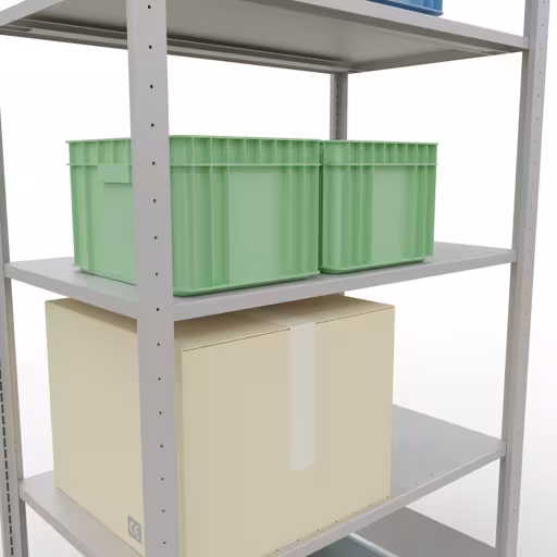 Grundregal, Fachbodenregal Stecksystem MULTIplus150, 2000 x 1000 x 600 mm (HxBxT), 5 Fachböden, Längenriegel, RAL 7035 lichtgrau mit der GTIN 4004514293213 Grundregal, Fachbodenregal Stecksystem MULTIplus150, 2000 x 1000 x 600 mm (HxBxT), 5 Fachböden, Längenriegel, RAL 7035 lichtgrau von Schulte Lagertechnik mit der Artikelnr. 32660-LR