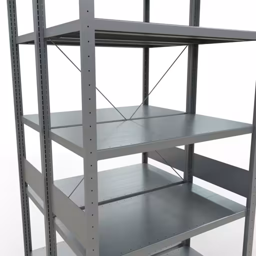 Grundregal, Doppelregal, Fachbodenregal Stecksystem MULTIplus250, 3000 x 1000 x (2x500) mm (HxBxT), 2x7 Fachböden, Kreuzstrebe, verzinkt mit der Artikelnr. 14252-G Grundregal, Doppelregal, Fachbodenregal Stecksystem MULTIplus250, 3000 x 1000 x (2x500) mm (HxBxT), 2x7 Fachböden, Kreuzstrebe, verzinkt von Schulte Lagertechnik aus der Kategorie Fachbodenregale