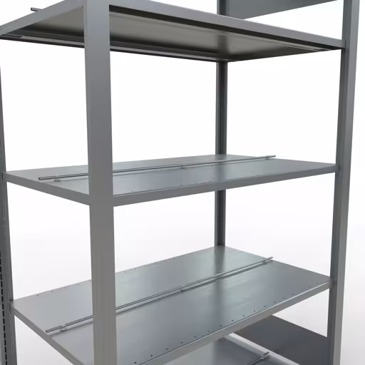 Grundregal, Büro-Fachbodenregal Stecksystem MULTIplus150, 1800 x 1000 x 600 mm (HxBxT), 5 Fachböden, Längenriegel, verzinkt, mit Mittelanschlag von Schulte Lagertechnik mit der Artikelnr. 17737