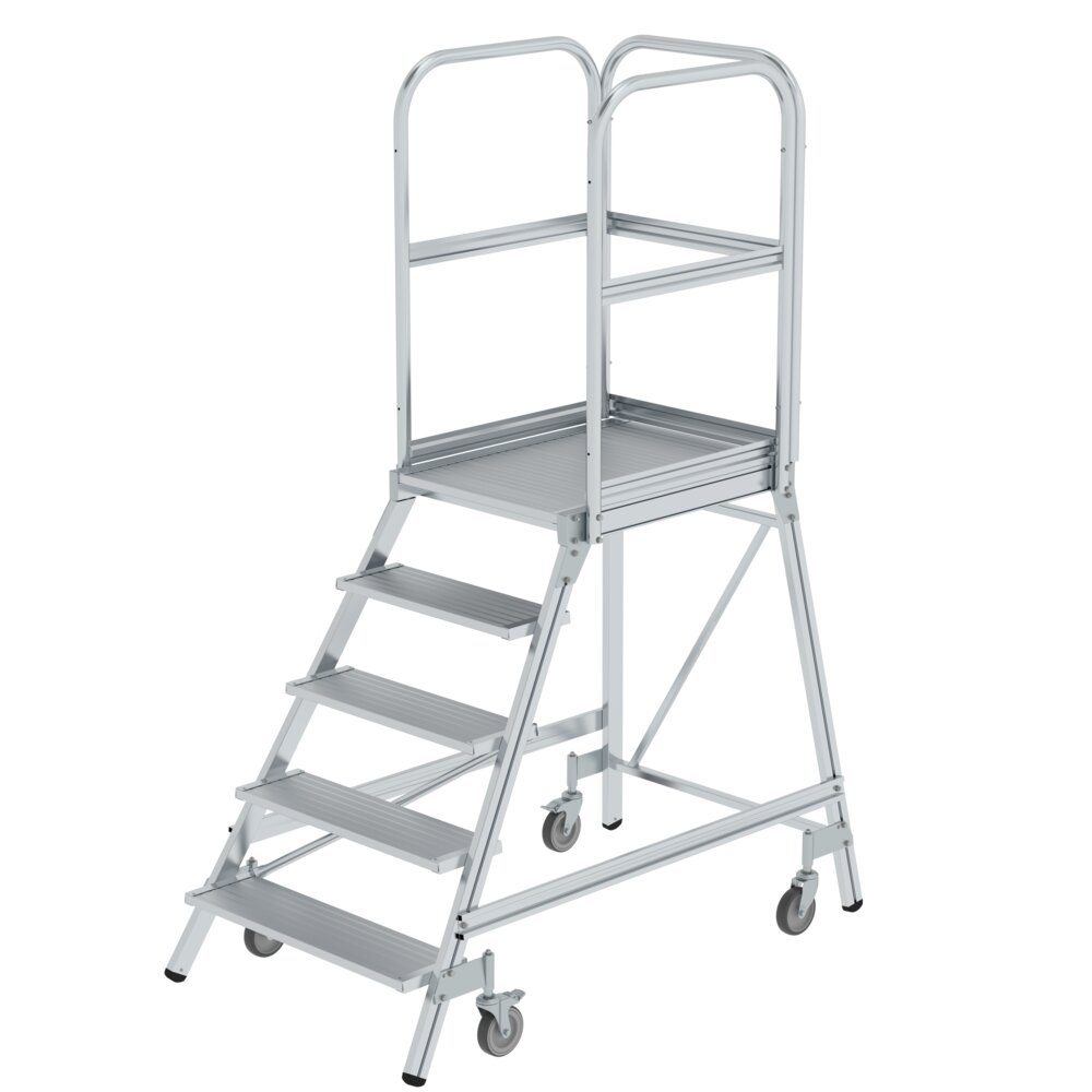 Munk Podesttreppe einseitig begehbar mit Federrollen Aluminium geriffelt 5 Stufen von Günzburger Steigtechnik Munk Podesttreppe einseitig begehbar mit Federrollen Aluminium geriffelt aus der Kategorie Podesttreppen mit der Artikelnr. 050105