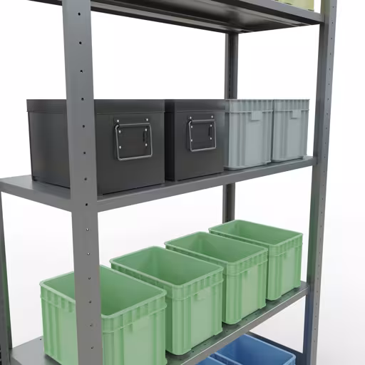 Abbildung Nr 11 des Artikels Grundregal, Fachbodenregal Stecksystem MULTIplus85, 2000 x 1000 x 400 mm (HxBxT), 5 Fachböden, Längenriegel, verzinkt aus der Produktgruppe Stecksystem von der Marke Schulte Lagertechnik