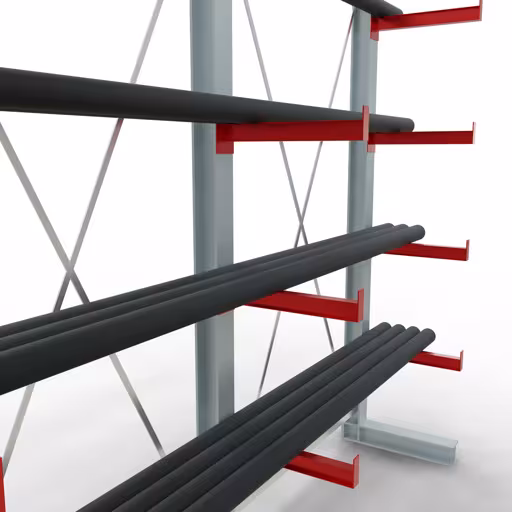 K 3000 Komplettregal, einseitig, 2500 x 2600 x 500 mm, RAL 7001 / RAL 3000, 5 Lagerebenen aus der Kategorie K3000 für mittelschwere Güter mit der GTIN 4058255001316 K 3000 Komplettregal, einseitig, 2500 x 2600 x 500 mm, RAL 7001 / RAL 3000, 5 Lagerebenen von der Marke Schulte Lagertechnik aus der Produktreihe Kragarmregale