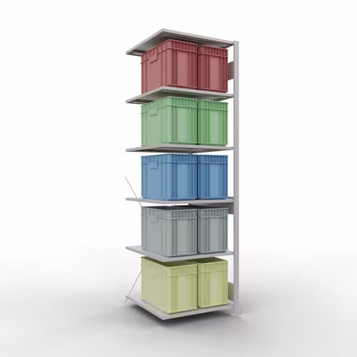 Anbauregal, Fachbodenregal Stecksystem MULTIplus150, 2500 x 750 x 800 mm (HxBxT), 6 Fachböden, Kreuzstrebe, RAL 7035 lichtgrau mit der Artikelnr. 32686-75 Anbauregal, Fachbodenregal Stecksystem MULTIplus150, 2500 x 750 x 800 mm (HxBxT), 6 Fachböden, Kreuzstrebe, RAL 7035 lichtgrau von Schulte Lagertechnik aus der Kategorie Stecksystem