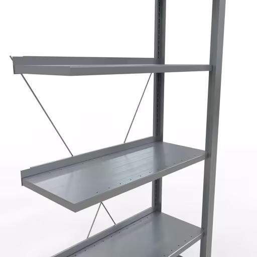 Anbauregal, Büro-Fachbodenregal Stecksystem MULTIplus85, 2000 x 750 x 300 mm (HxBxT), 6 Fachböden, Kreuzstrebe, verzinkt, mit Anschlagleiste von der Marke Schulte Lagertechnik aus der Produktreihe Büroregale