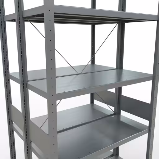 Grundregal, Doppelregal, Fachbodenregal Stecksystem MULTIplus250, 3000 x 1000 x (2x400) mm (HxBxT), 2x7 Fachböden, Kreuzstrebe, verzinkt von der Marke Schulte Lagertechnik aus der Produktreihe Fachbodenregale